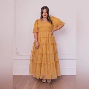 JessaKae Senna Dress in Golden Mustard Yellow Size XL